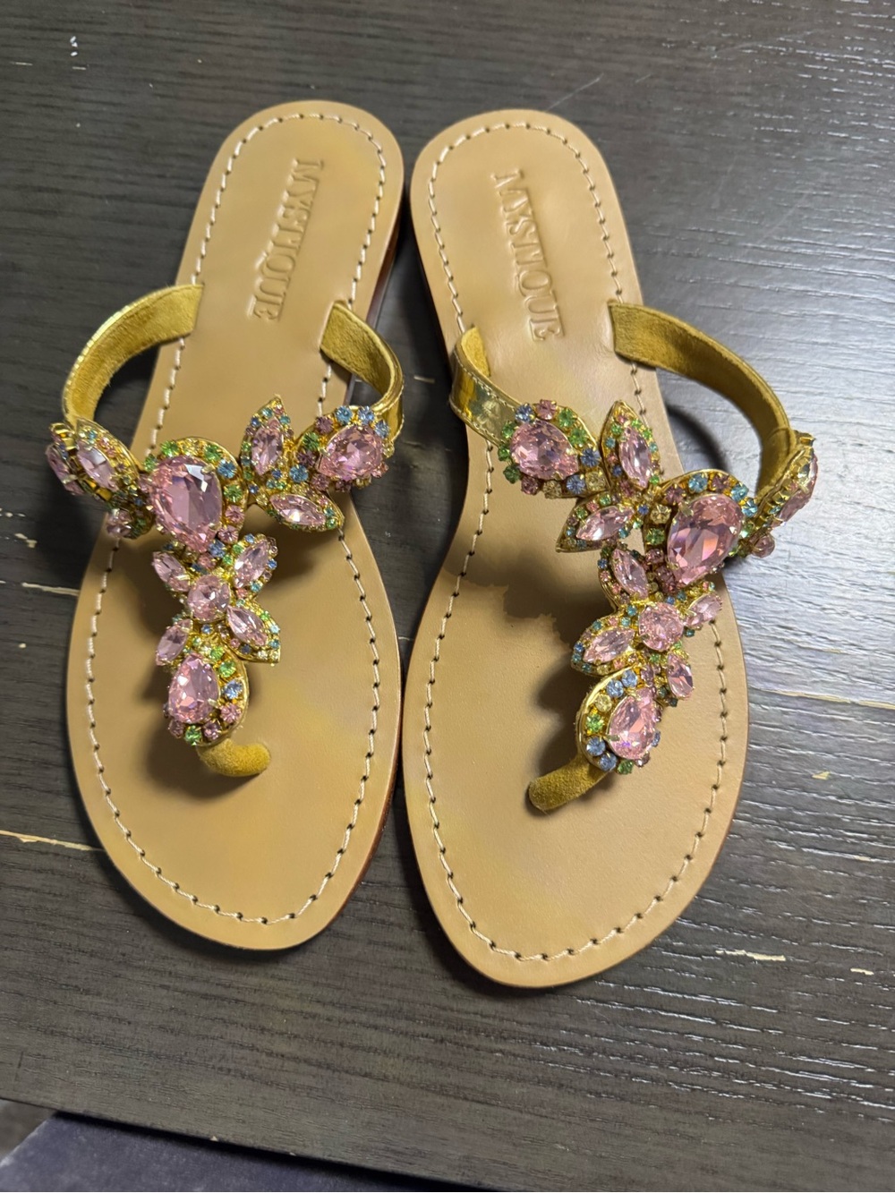 Mystique Pink Jeweled T-Strap fits 8.5 to 9 Women's Sandals
